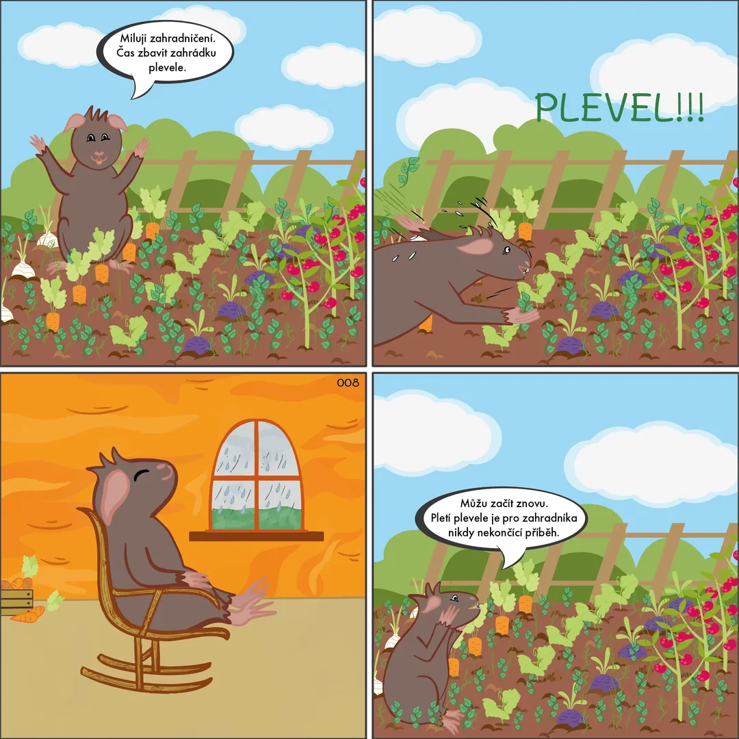 Plevel nikdy nespí – krátký komiks o Mortíkovi