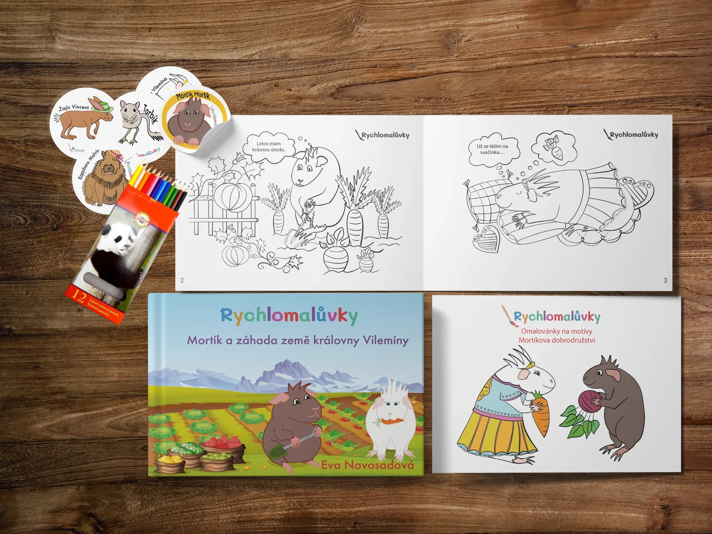 Dárkové balení Rychlomalůvky s komiksem, omalovánkami, samolepkami a pastelkami
